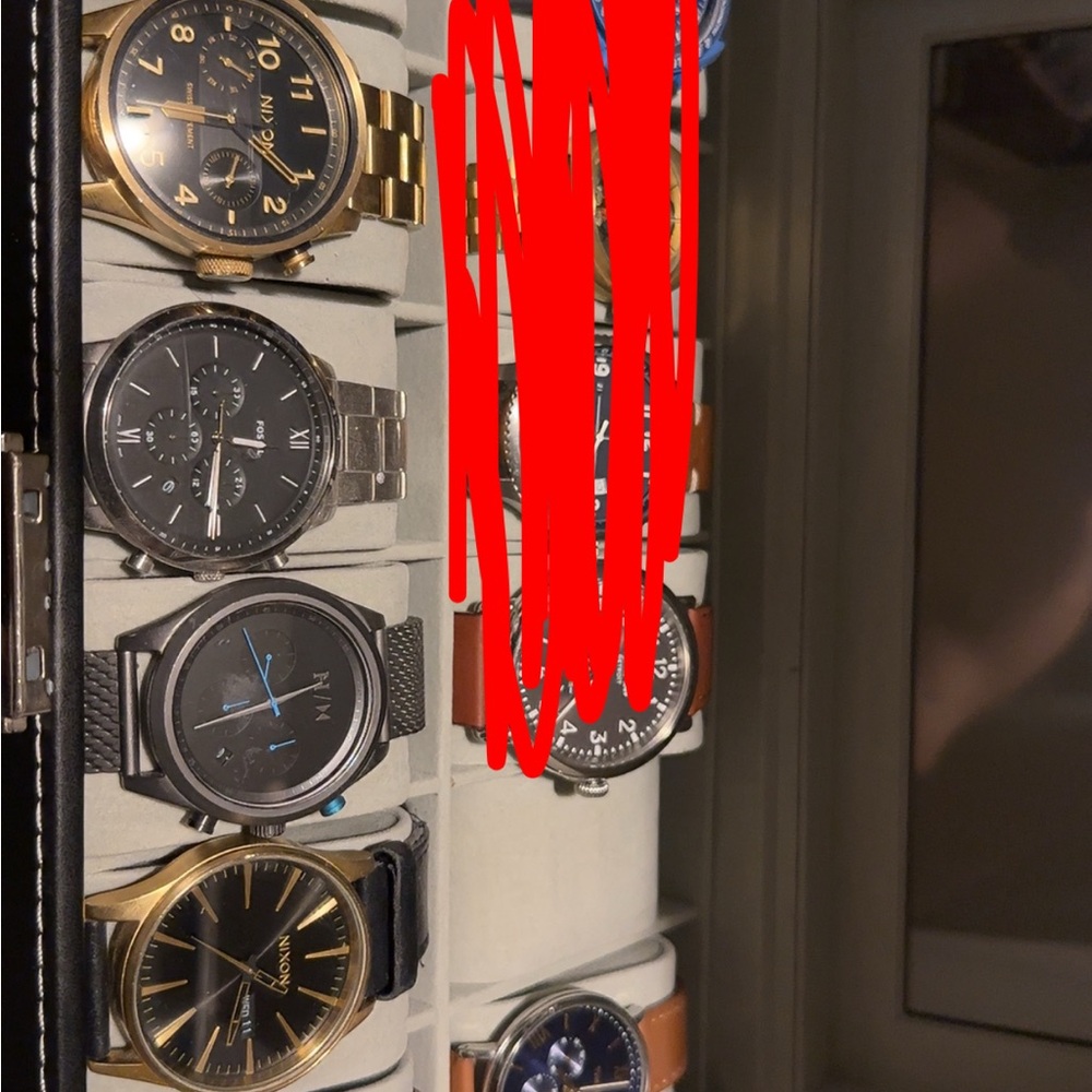 Several watches- Nixon, timex, fossil, MVMT x Nyjah Huston